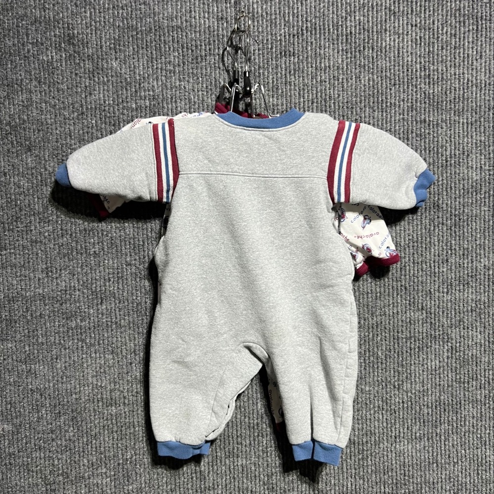Vintage Colorado Avalanche Romper Set Kids 12M Grey White NHL Hockey - Picture 3 of 10